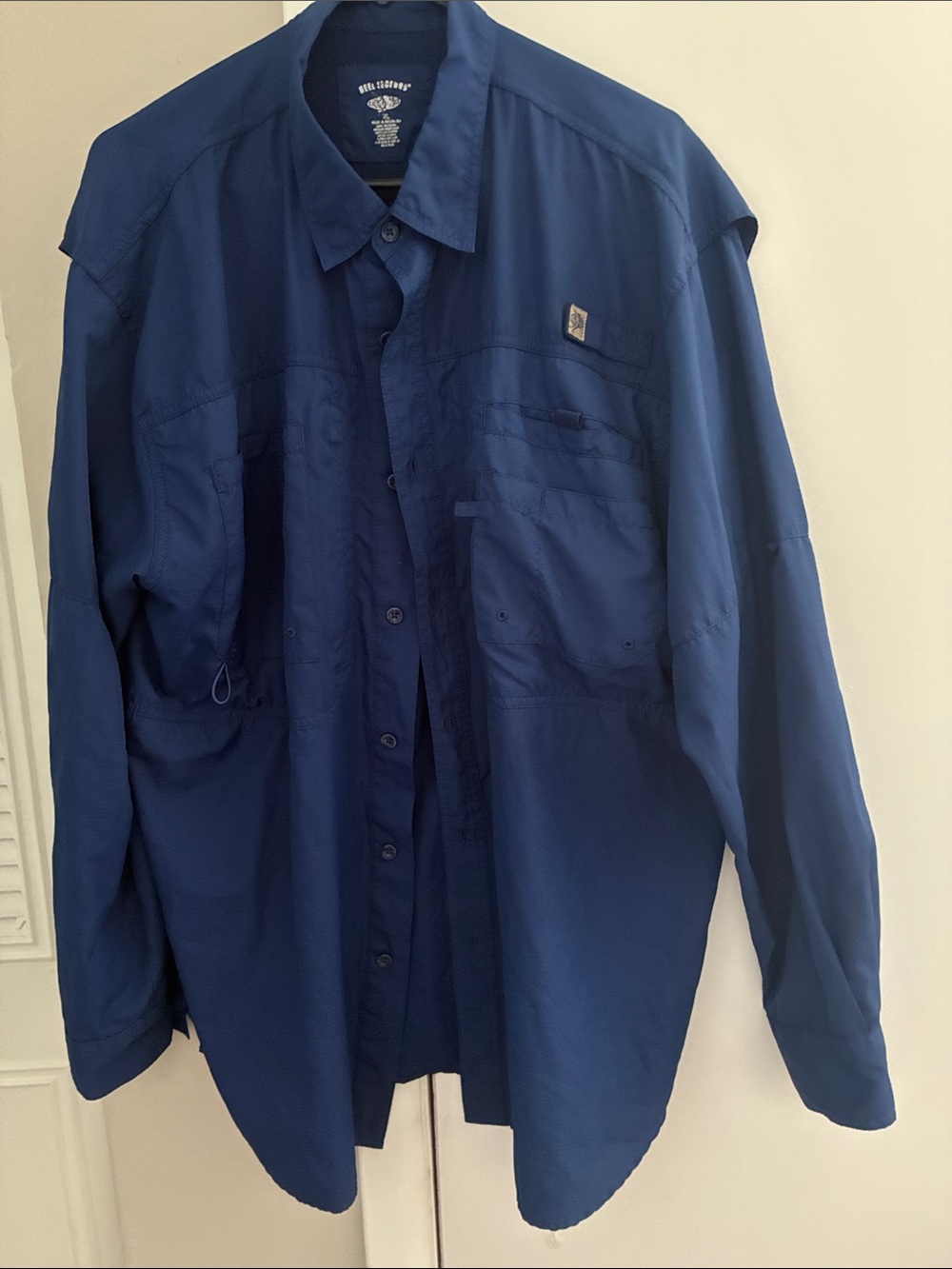Reel Legends Men's Navy Long-Sleeve Button Down Shirt